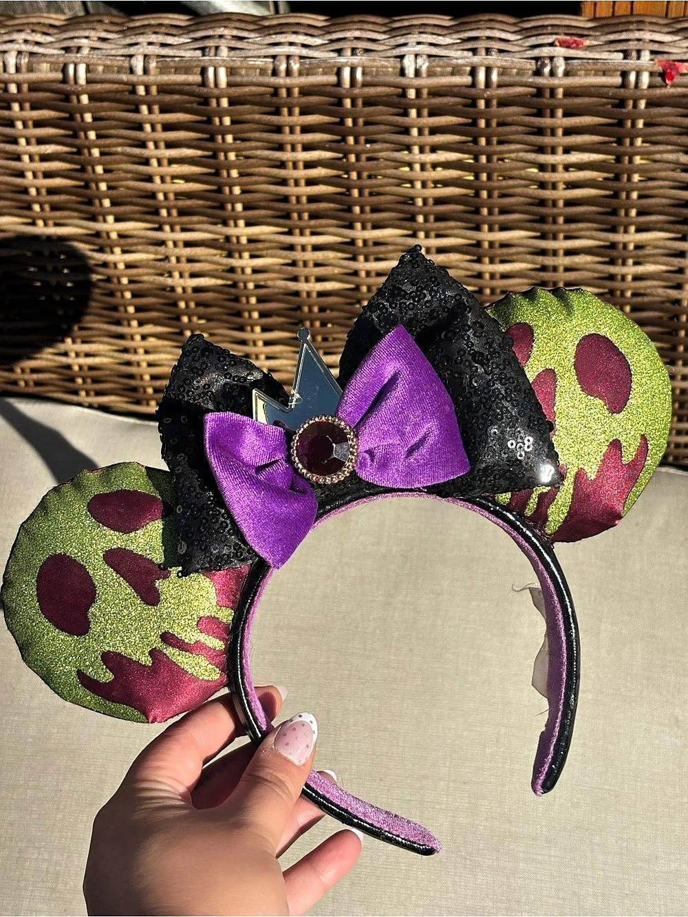 Disney Evil Queen Poison Apple Ear Headband Green & Purple